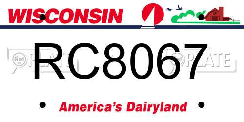 RC8067 Wisconsin License Plate