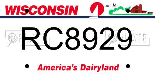 RC8929 Wisconsin License Plate