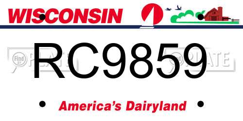 RC9859 Wisconsin License Plate