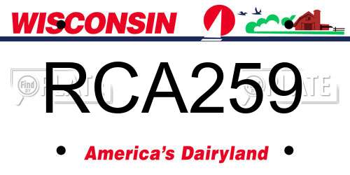 RCA259 Wisconsin License Plate