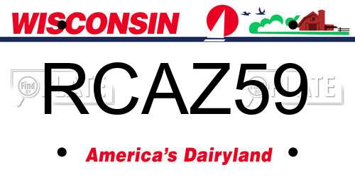 RCAZ59 Wisconsin License Plate