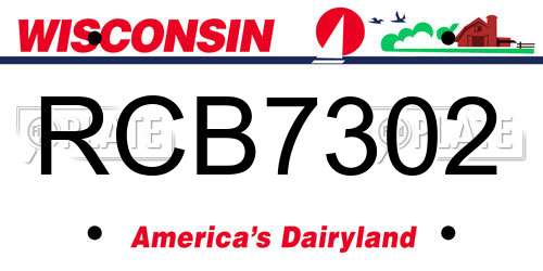 RCB7302 Wisconsin License Plate