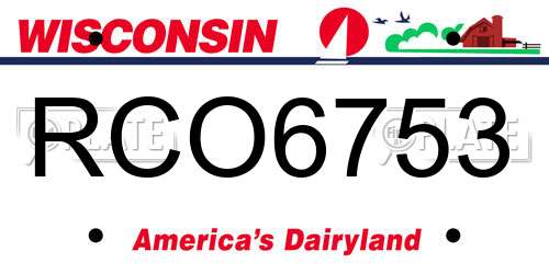 RCO6753 Wisconsin License Plate