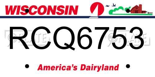 RCQ6753 Wisconsin License Plate