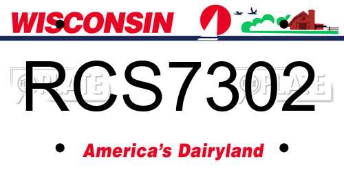 RCS7302 Wisconsin License Plate