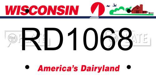 RD1068 Wisconsin License Plate