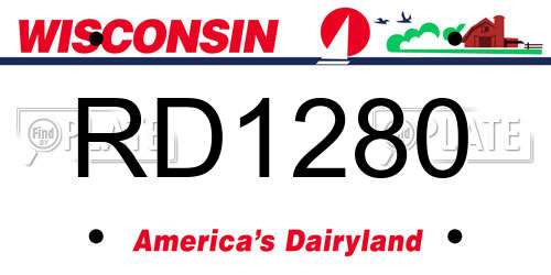 RD1280 Wisconsin License Plate