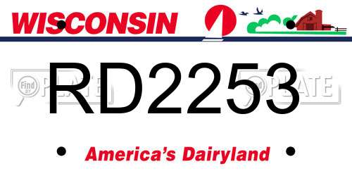 RD2253 Wisconsin License Plate