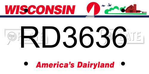 RD3636 Wisconsin License Plate