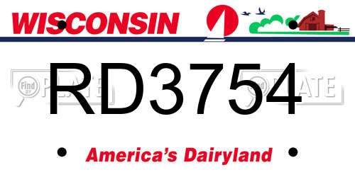 RD3754 Wisconsin License Plate