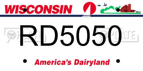 RD5050 Wisconsin License Plate