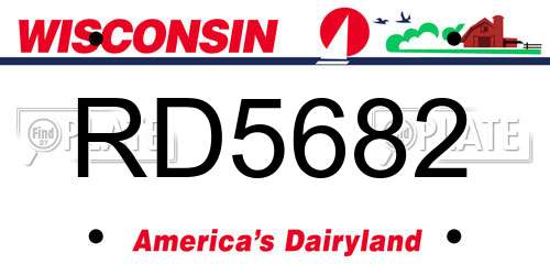 RD5682 Wisconsin License Plate