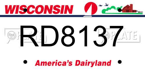 RD8137 Wisconsin License Plate