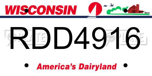 RDD4916 Wisconsin License Plate