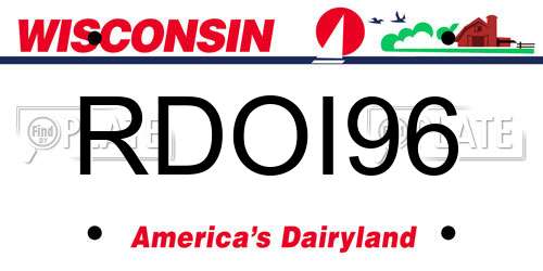 RDOI96 Wisconsin License Plate