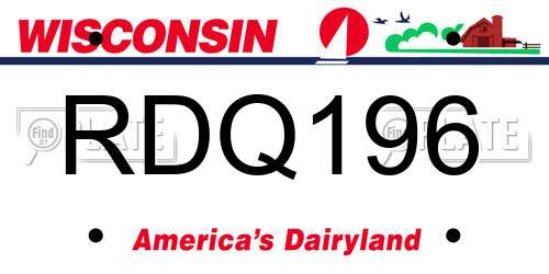 RDQ196 Wisconsin License Plate
