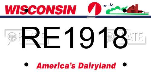 RE1918 Wisconsin License Plate