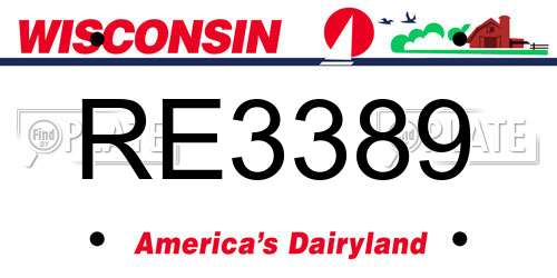 RE3389 Wisconsin License Plate