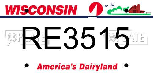 RE3515 Wisconsin License Plate