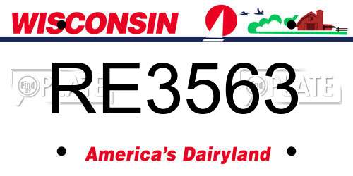 RE3563 Wisconsin License Plate