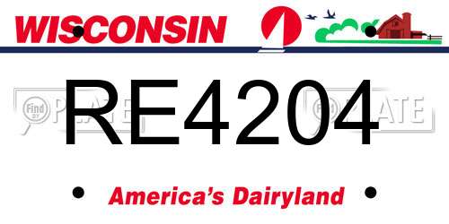RE4204 Wisconsin License Plate