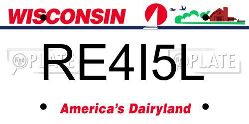 RE4I5L Wisconsin License Plate