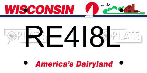 RE4I8L Wisconsin License Plate