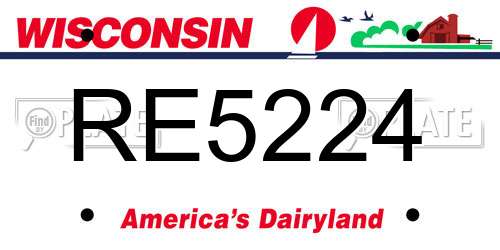 RE5224 Wisconsin License Plate