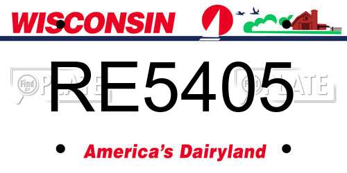 RE5405 Wisconsin License Plate