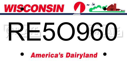 RE5O960 Wisconsin License Plate