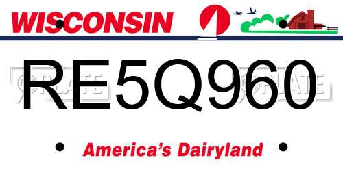 RE5Q960 Wisconsin License Plate