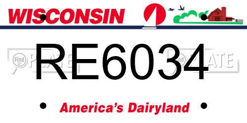 RE6034 Wisconsin License Plate