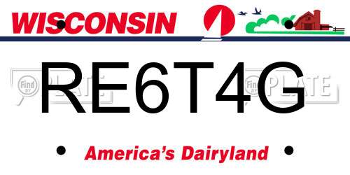RE6T4G Wisconsin License Plate