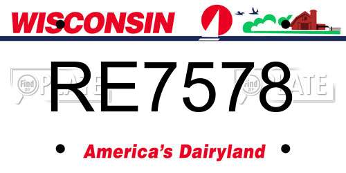RE7578 Wisconsin License Plate