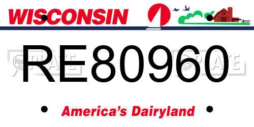 RE80960 Wisconsin License Plate