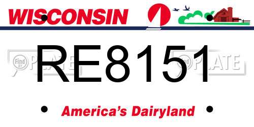 RE8151 Wisconsin License Plate
