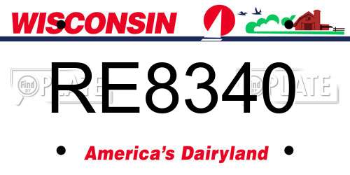 RE8340 Wisconsin License Plate