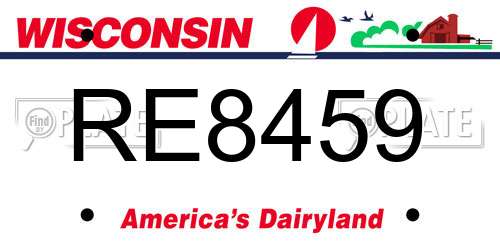 RE8459 Wisconsin License Plate