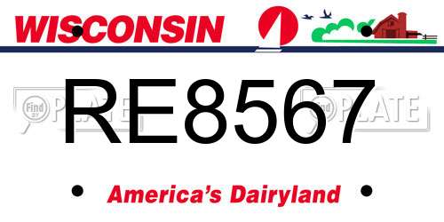 RE8567 Wisconsin License Plate