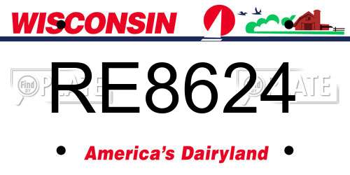 RE8624 Wisconsin License Plate