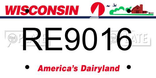RE9016 Wisconsin License Plate