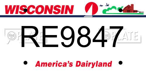 RE9847 Wisconsin License Plate