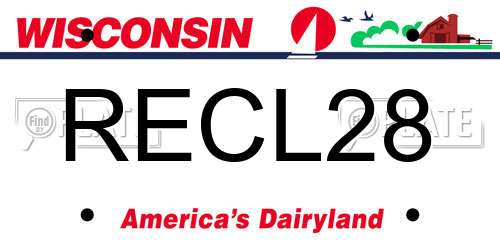 RECL28 Wisconsin License Plate