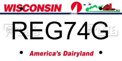 REG74G Wisconsin License Plate