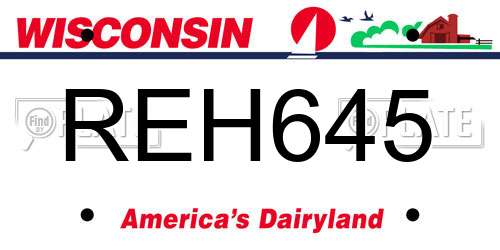 REH645 Wisconsin License Plate