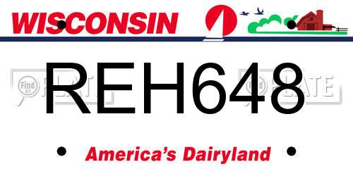 REH648 Wisconsin License Plate