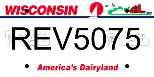 REV5075 Wisconsin License Plate