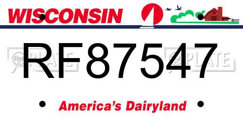 RF87547 Wisconsin License Plate