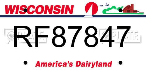 RF87847 Wisconsin License Plate