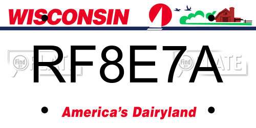 RF8E7A Wisconsin License Plate